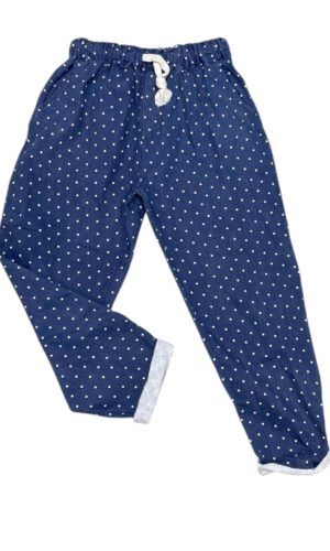 Pantalone in cotone a pois con risvolto in pizzo san gallo